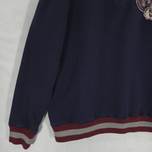 Rawlings Sweatshirt Mens Large Navy Baseball Patch Long Sleeve 1/4 Zip Pullover - Picture 3 of 14